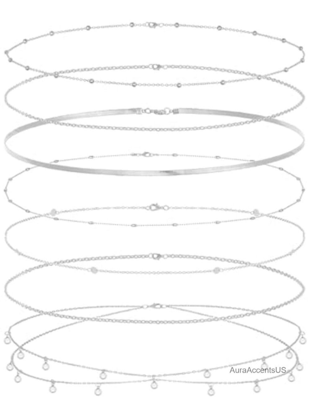 8Pcs Waist Chain Set 18K Gold Plated Belly Chain Layered Body Chain Jewelry for